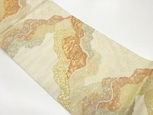 道長取りに松・花唐草・荒波模様織出し袋帯